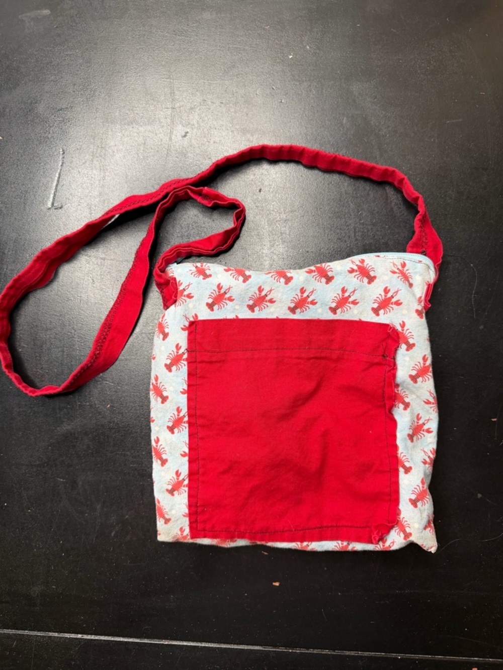 Handmade Red Printed Lobster Crossbody Bag
